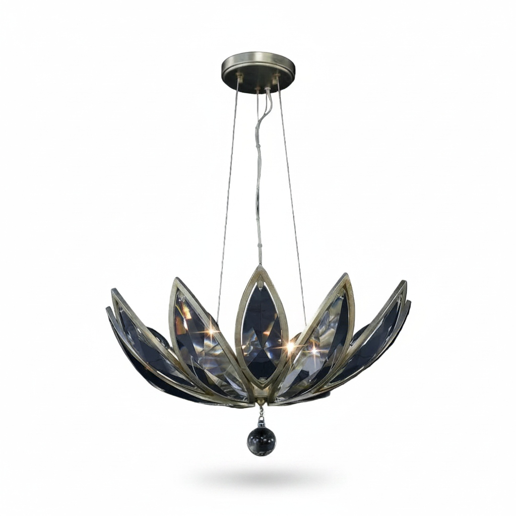 Six-Light Silver Champagne Crystal Pendant Light