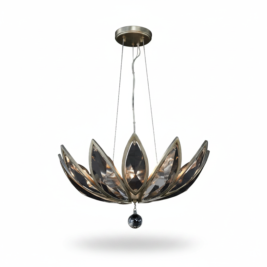 Petaline Six-Light Pendant Silver Champagne Crystal