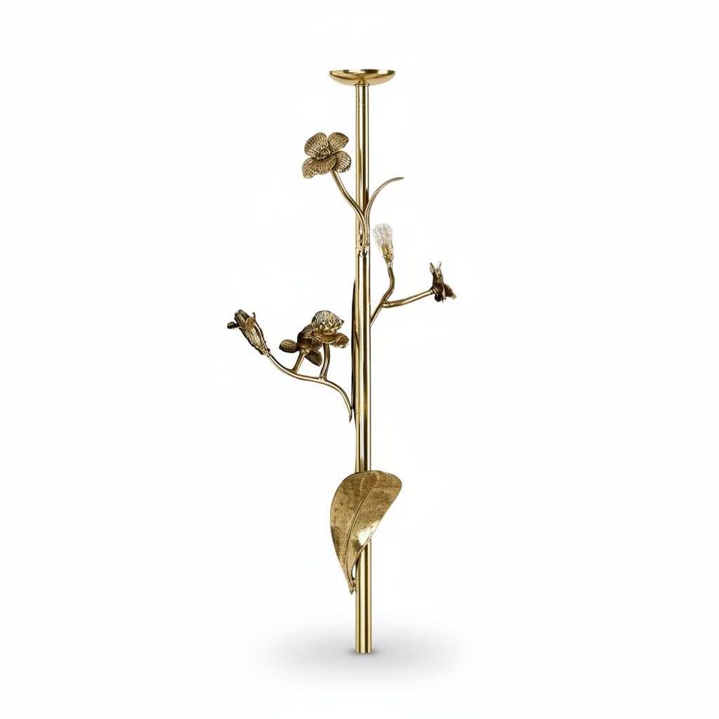 Dryad Pendant Hand Blown Glass Brass Botanical Design