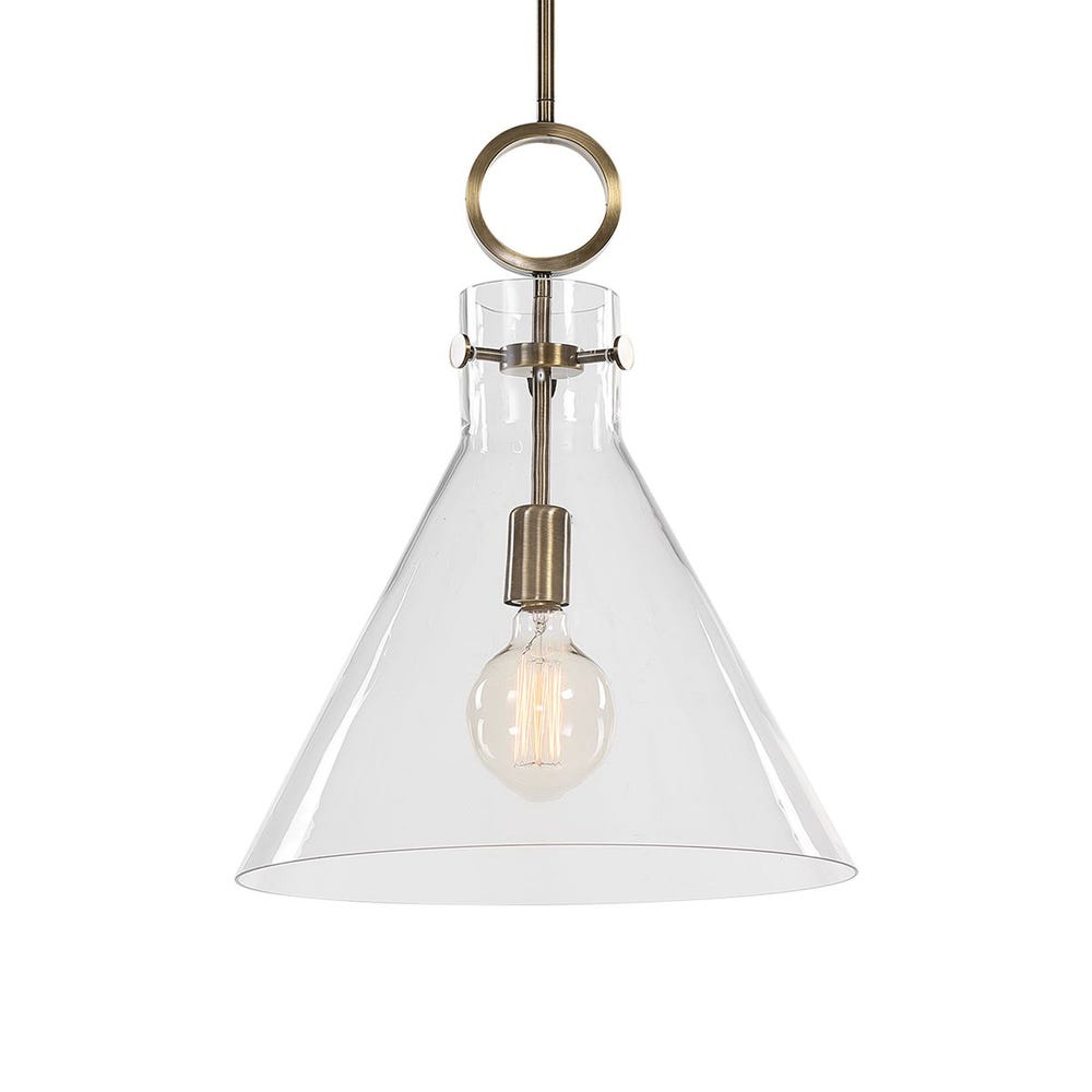 Imbuto Clear Glass Funnel Pendant with Brass