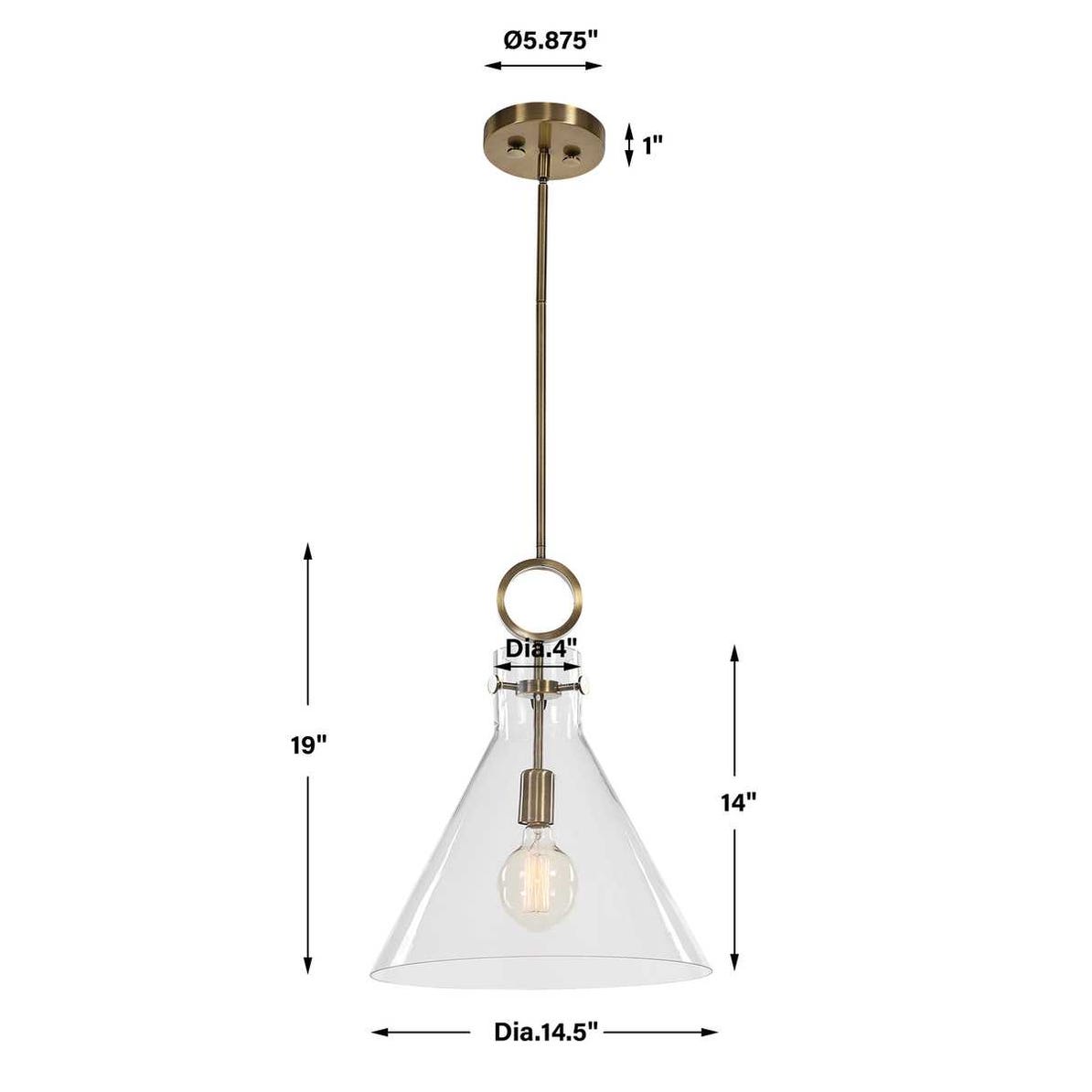 Imbuto Clear Glass Funnel Pendant with Brass