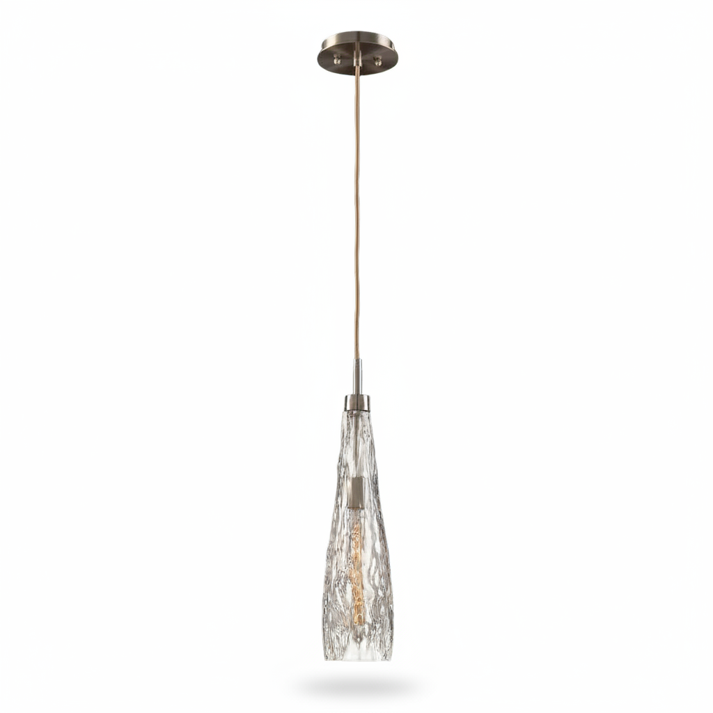 Handblown Glass Hanging Pendant Nickel Edison Light
