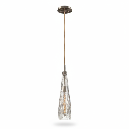 Handblown Glass Hanging Pendant Nickel Edison Light