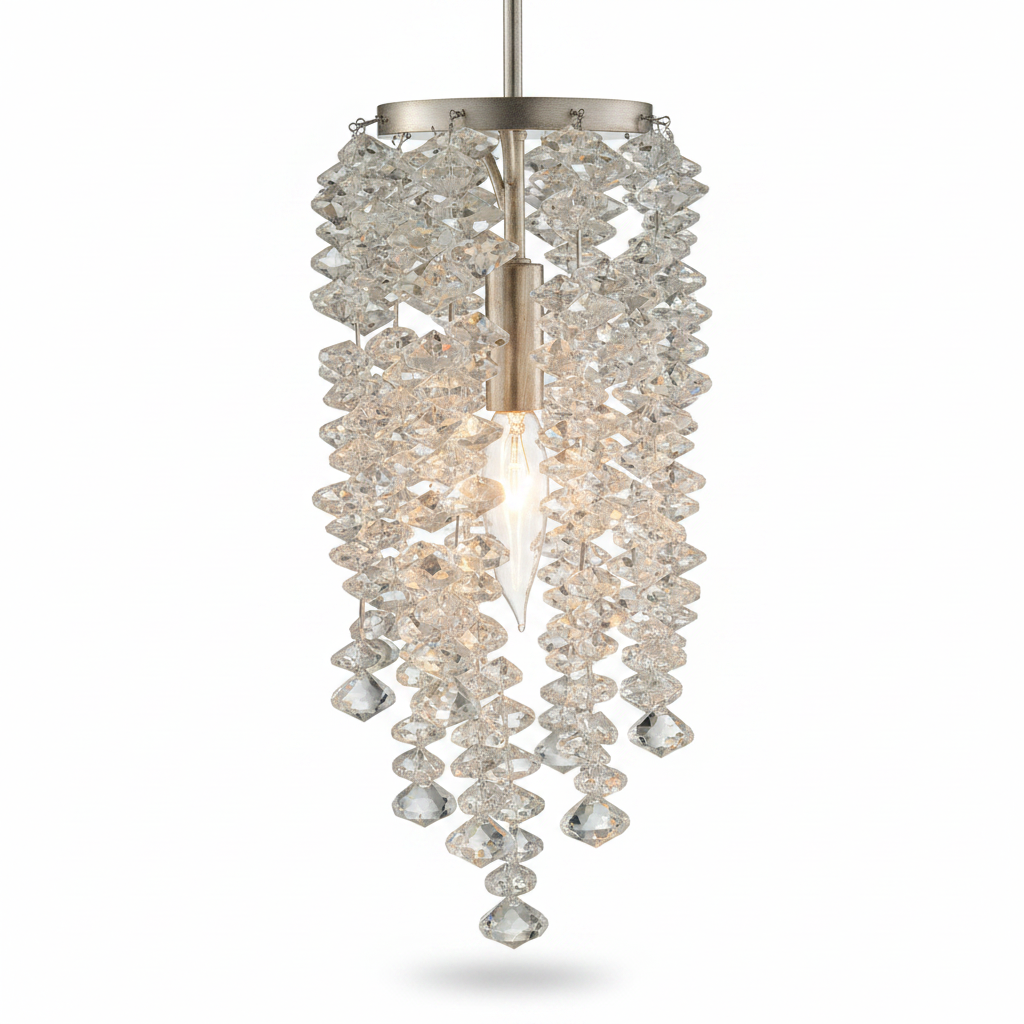Cascading Crystal Waterfall Single Droplight Pendant