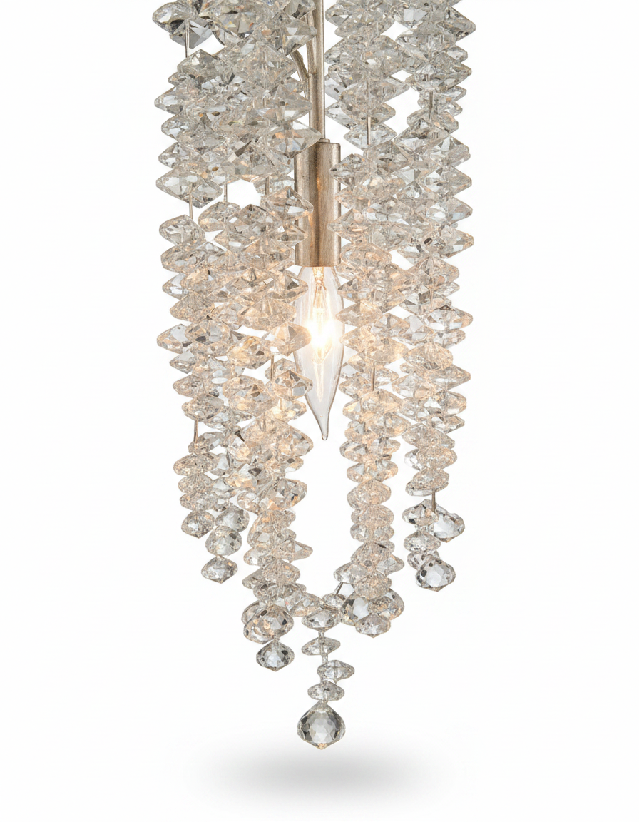 Cascading Crystal Waterfall Single Droplight Pendant