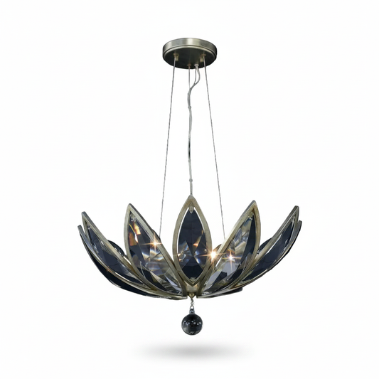 Petaline Six-Light Pendant Silver Champagne Crystal
