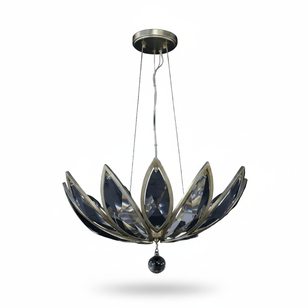 Petaline Six-Light Pendant Silver Champagne Crystal