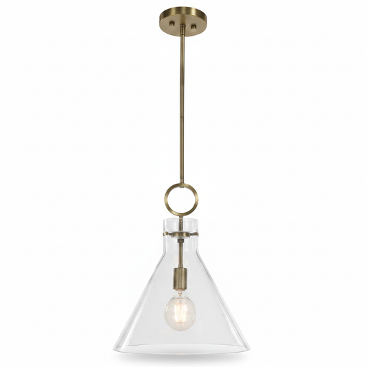 Imbuto Clear Glass Funnel Pendant with Brass