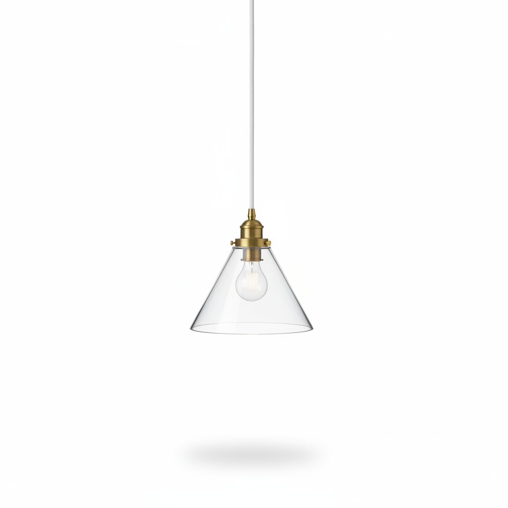 Imbuto Clear Glass Funnel Pendant with Brass